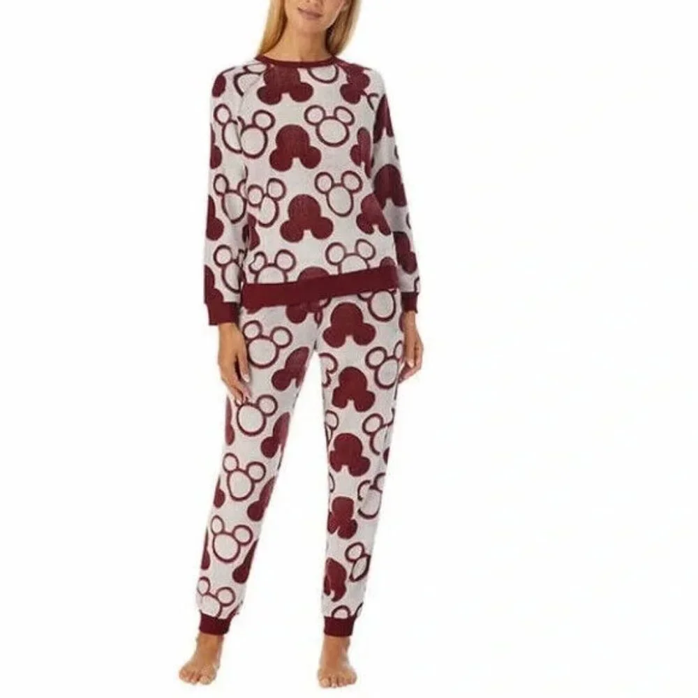 Disney Women's Mickey Mouse 2 Piece Fleece Pajama Loungewear Set  Size XXL Red - Picture 2 of 16